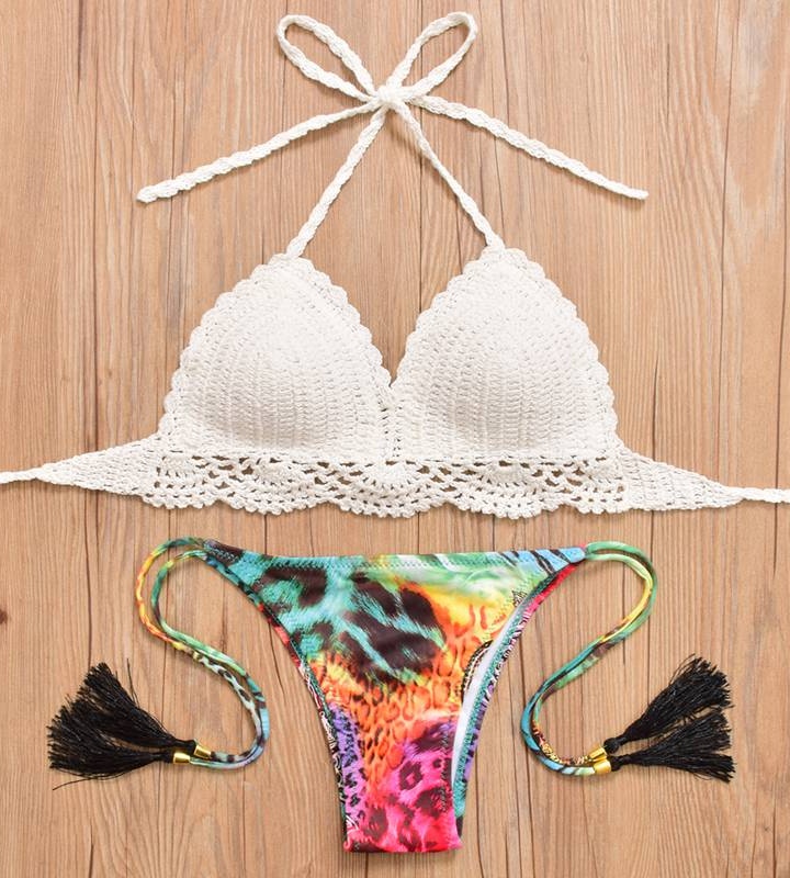 colorful halter crochet bikini top bikini sets xfljpve