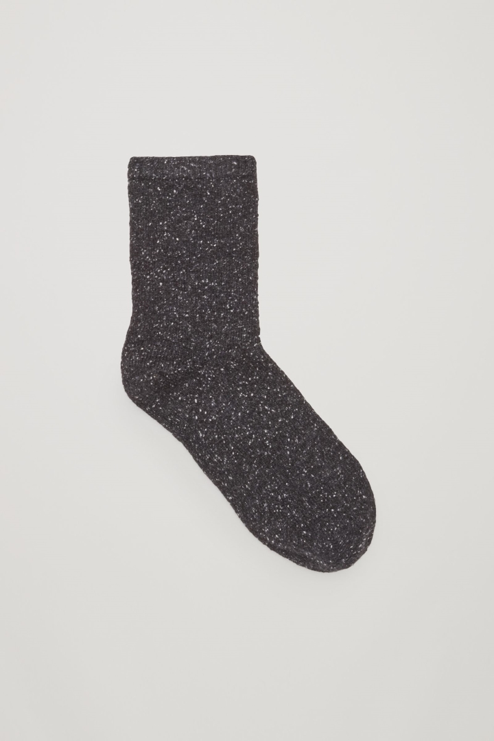 cos image 1 of speckled wool-cashmere socks in black xppdisr