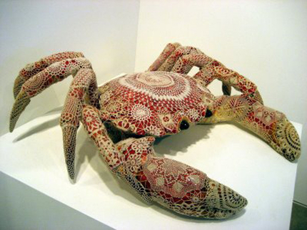 Crochet art a vasconcelos hand-crochet covered crab. the artist considers her crochet  to be elwxpff
