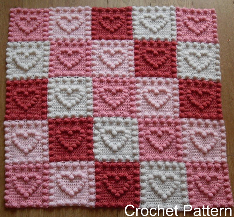 crochet blanket crochet pattern for baby blanket - heart motifs by peach.unicorn | ebay gjhwlry