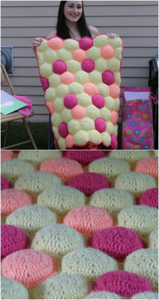 Crochet Blanket Patterns 5. hexa puff quilt fwortqo