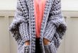 crochet cardigan creatively constructed from a simple rectangle, this flattering chunky crochet  sweater comes kzhlkdi