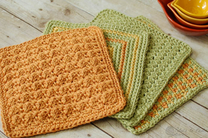 crochet dishcloth patterns crochet dishcloths u2026 4 quick and easy crochet dishcloths patterns |  www.petalstopicots.com fouzzjn