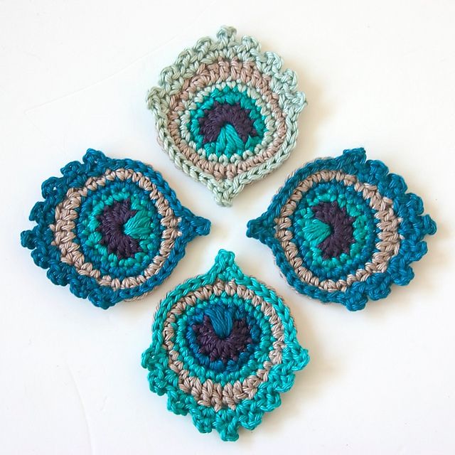 Crochet motifs crochet motif or garland: small peacock feather pattern by christa veenstra jsvtxhp