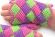 entrelac crochet fingerless gloves tjmlqia