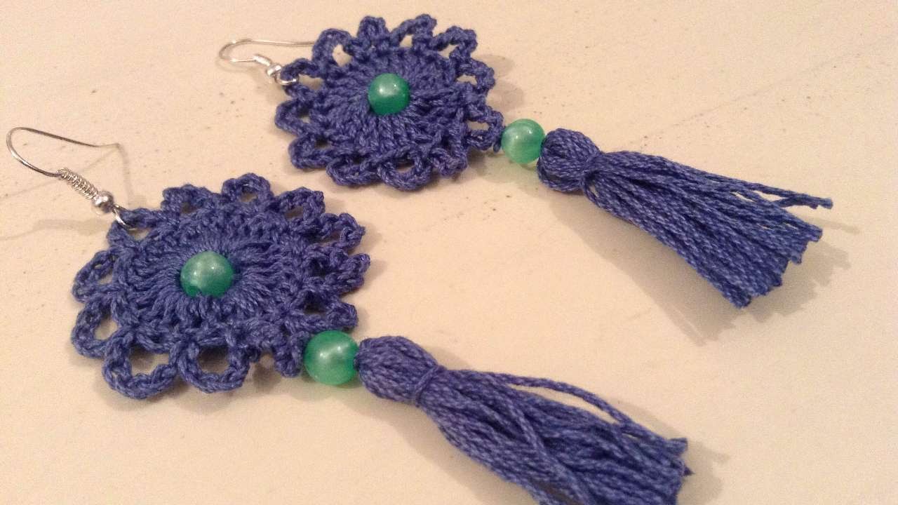 how to make beautiful tassel crochet earrings - diy crafts tutorial - rlaolgu