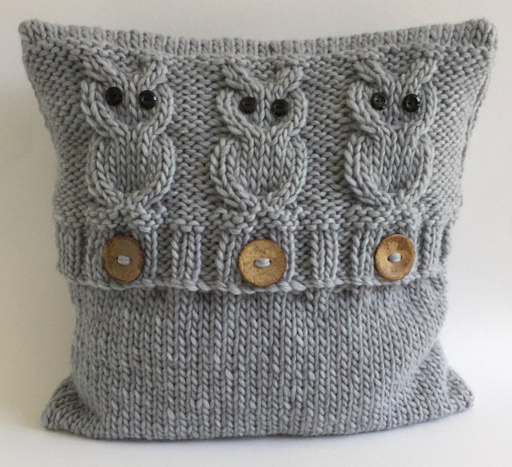 knitted cushions 3 wise owls cushion cover vnvnrtw