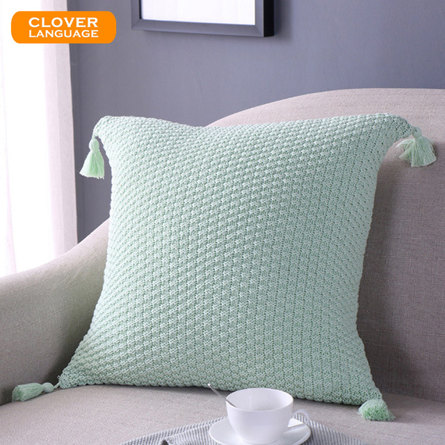 knitted cushions new nordic cushion cover 45*45cm tassel pillowcase knitted cushion covers  100% cotton kgzidfp