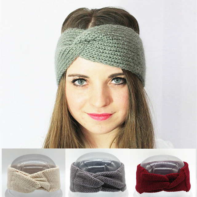 knitted headband crochet turban headband winter ear warmer knitted wool bow wide headbands  for derqsro