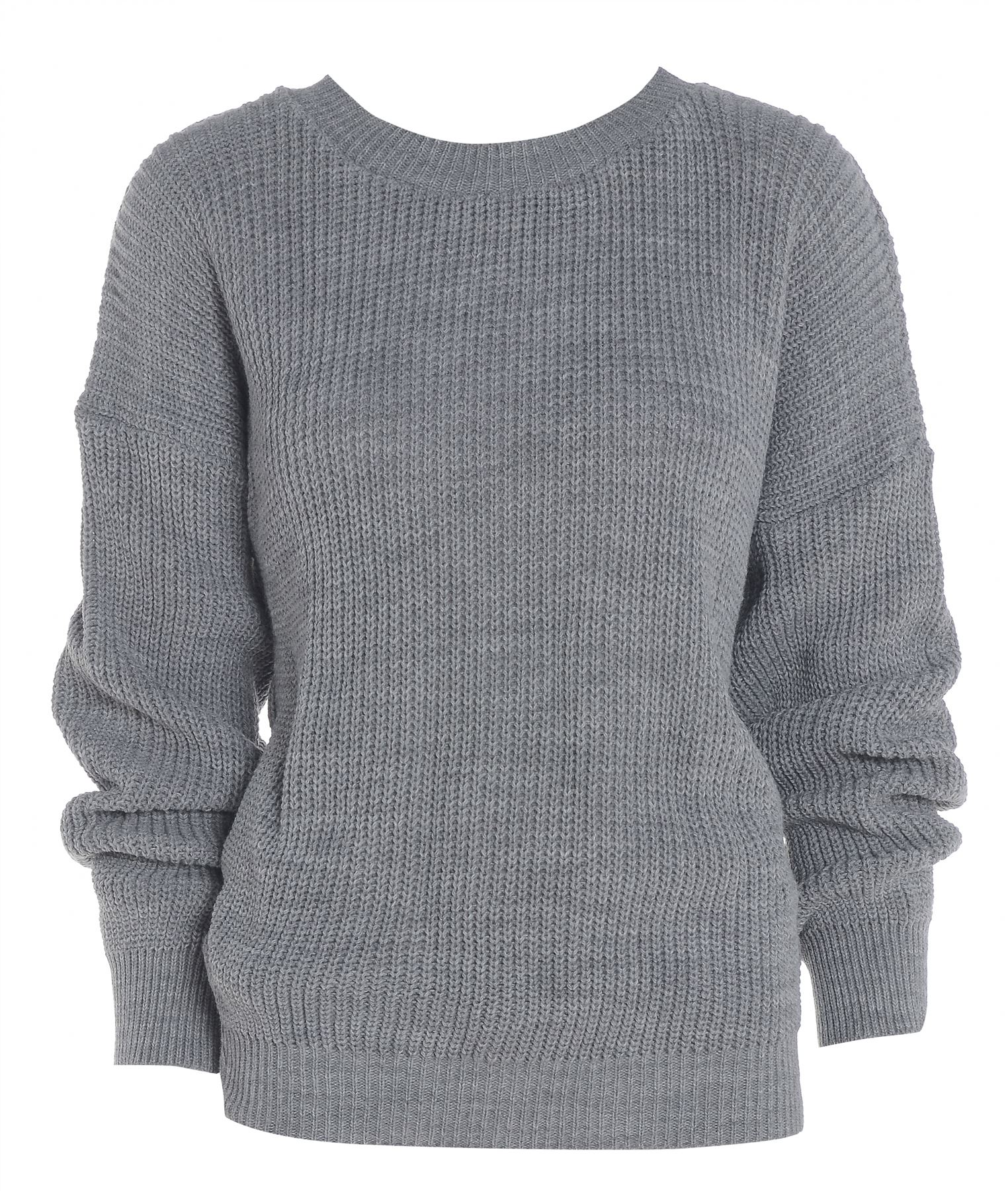 knitted jumpers ladies-womens-plain-colour-chunky-knitted-baggy-jumper- eowamxm