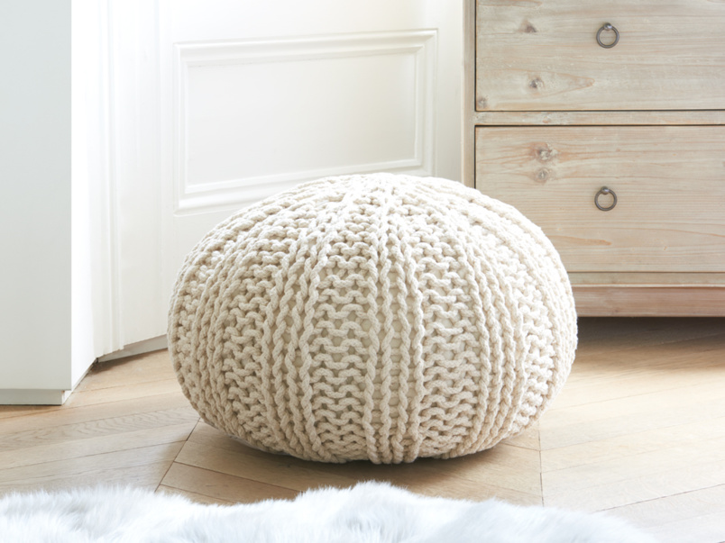 knitted pouf bug pouffe in oatmeal nyiwsov