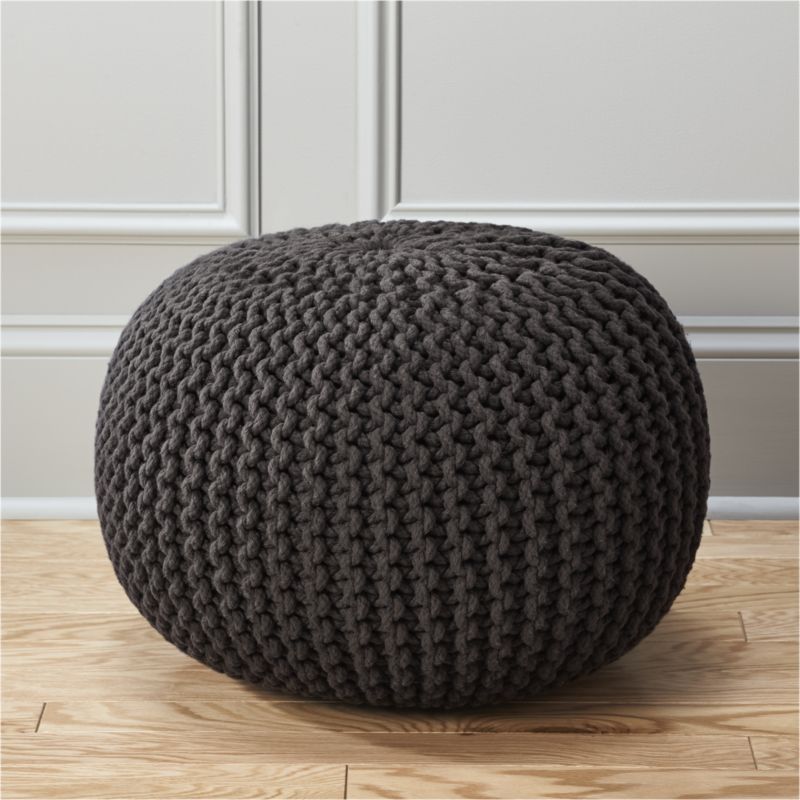 knitted pouf knitted graphite pouf | cb2 fkioede