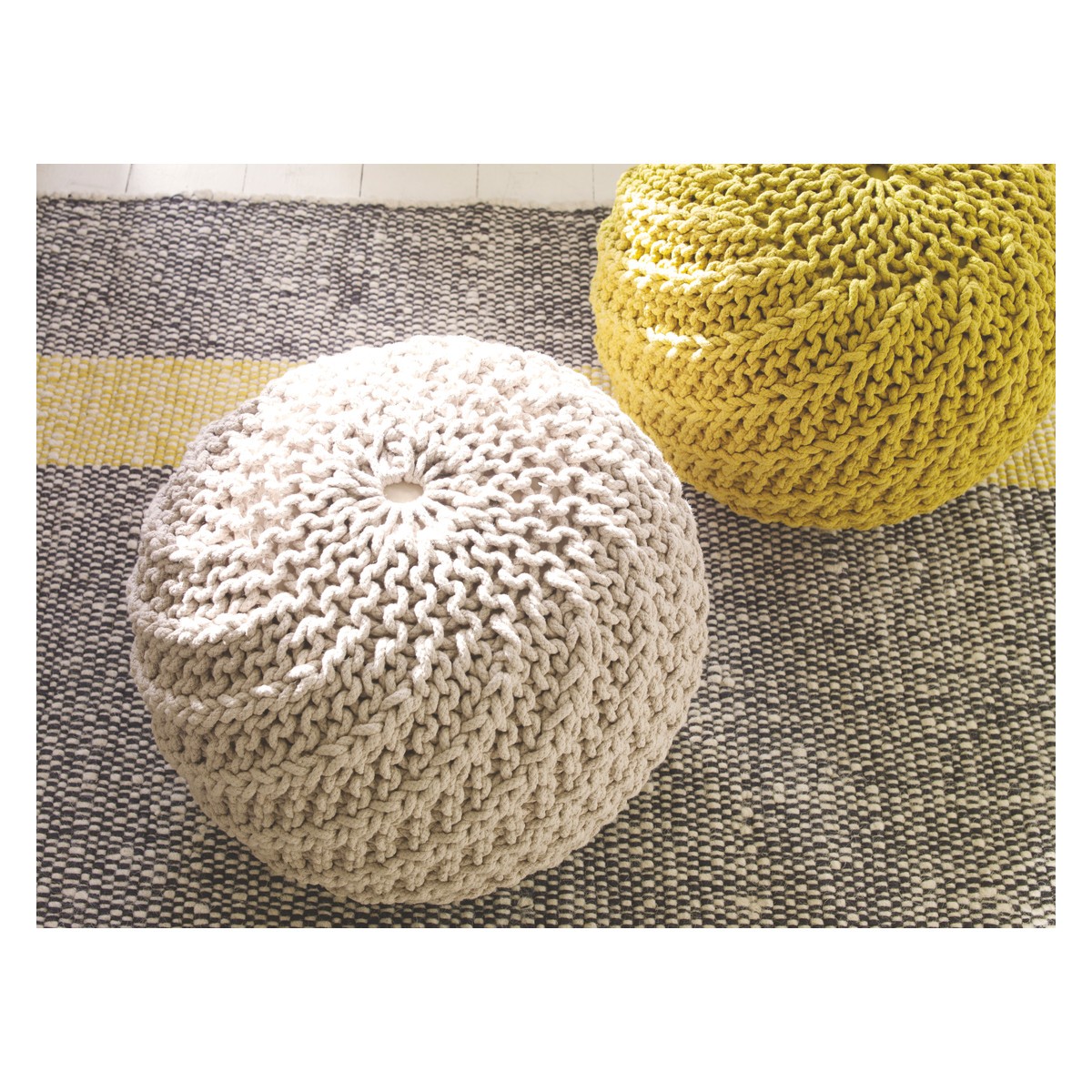 knitted pouf knot yellow knitted round pouffe | buy now at habitat uk yyheezk