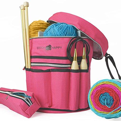 knitting bags knitting bag - yarn tote organizer w/tool case, 7 pockets + divider for jbftxhe