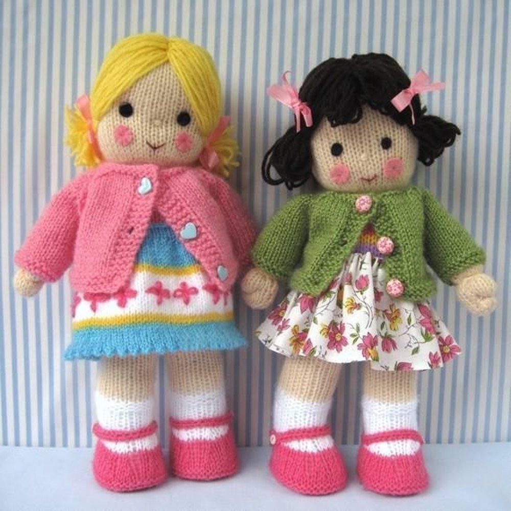 knitting doll polly and kate - knitted dolls knitting pattern by dollytime | knitting ajflrst