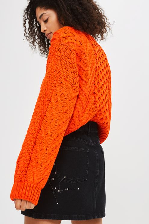 knitwear blouson cropped cable jumper yldohyl