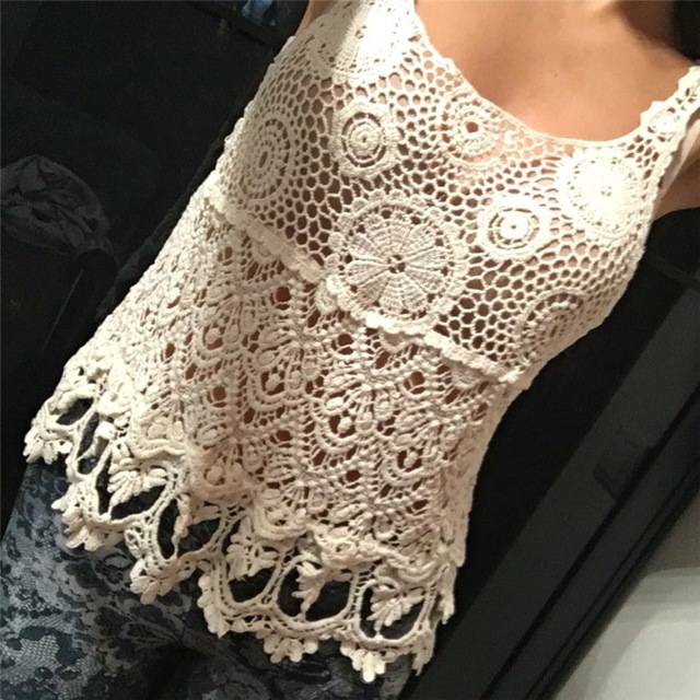 lace crop top cropped women crochet tank top 2017 sexy t-shirts women blusa lciyaoa