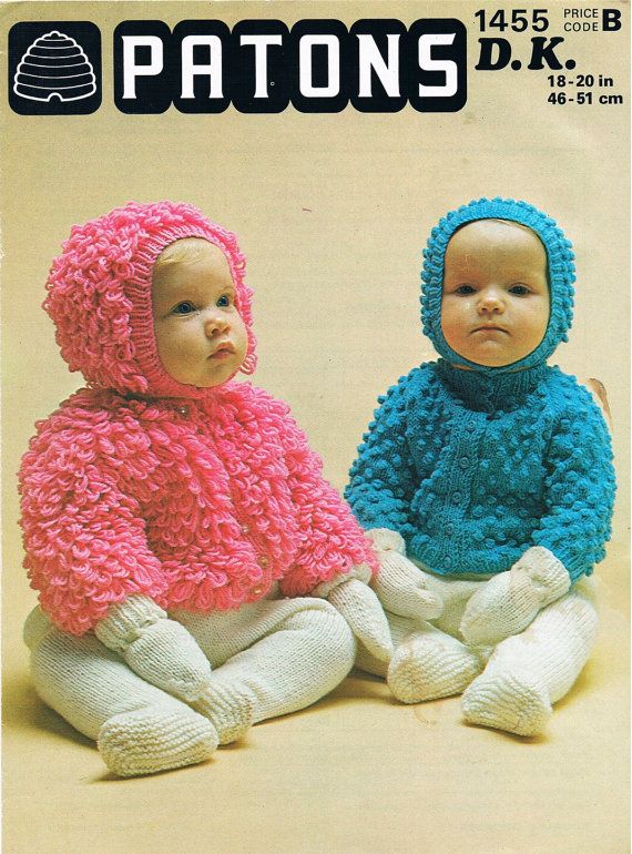 Patons Knitting Patterns pdf vintage knitting pattern 1970s patons baby bobble or loopy cardigans  and licolnp