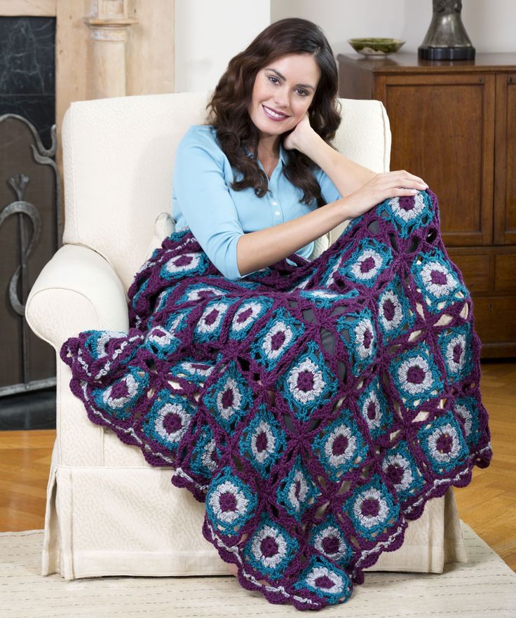 Red Heart Crochet Patterns show someone you care with the big hug square crochet blanket. worked in ybqvaww