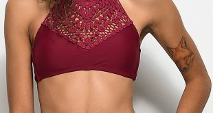 trillium burgundy high neck crochet bikini top ... cnolzod