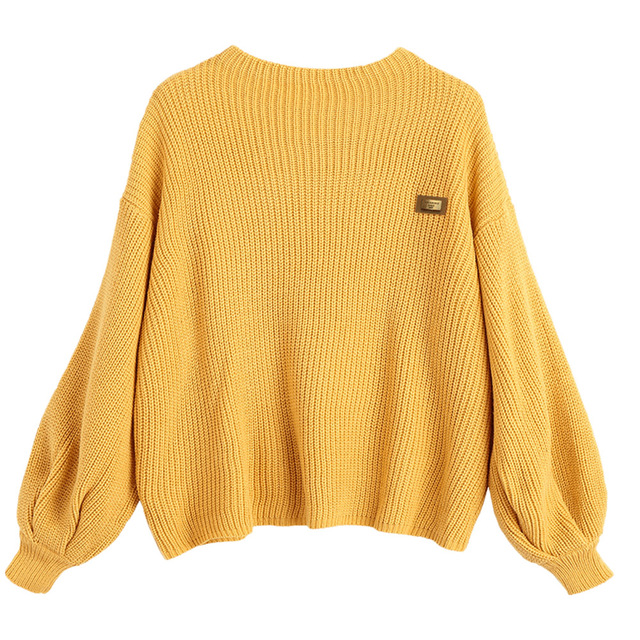 zaful women pullovers sweaters oversized knitwear yellow drop shoulder  loose knitted jumpers kmmgiin