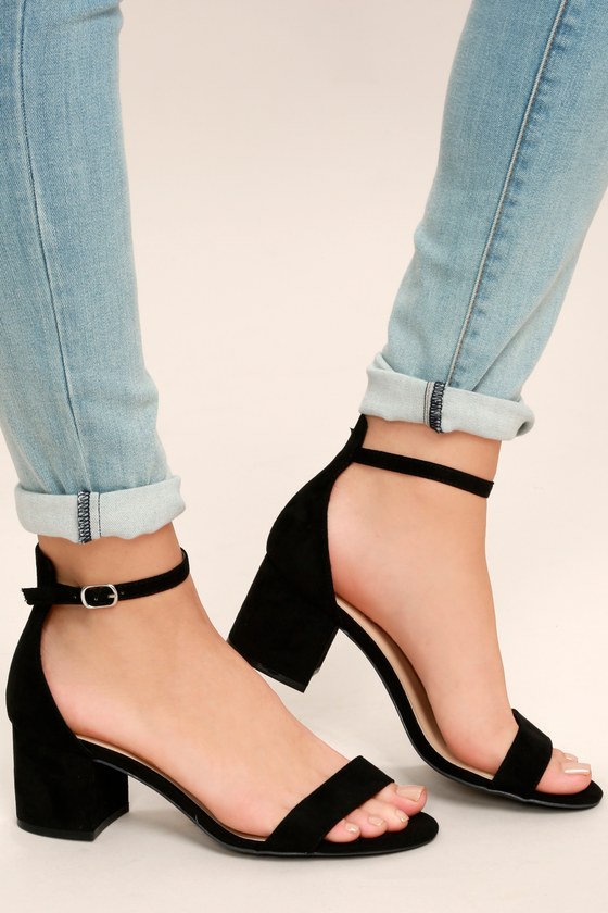 Chic Black Sandals - Single Sole Heels - Block Heel Sandals