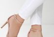 Nude Patent Heels - Ankle Strap Heels - Single Strap Heels