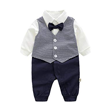 Amazon.com: Newborn Baby Boys Gentleman Romper with Tuxedo Bow Tie