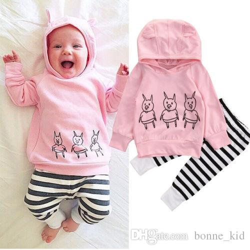 Newborn Baby Girls Outfits Animals Pig Hoodie Top +Pants Leggings