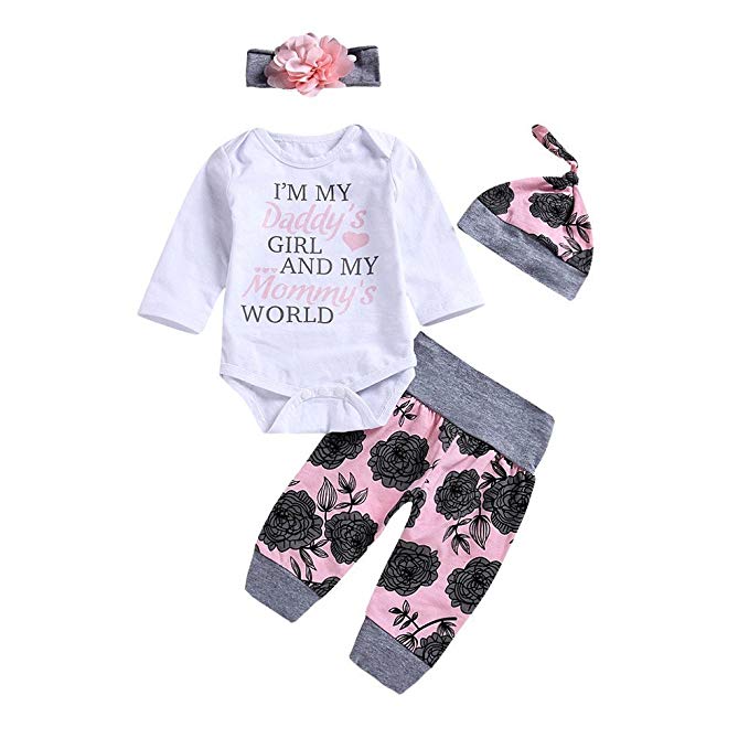 Amazon.com: Baby Girl Clothes Daddy's Girl Mommy's World Long Sleeve