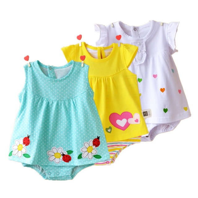 Baby Girl Rompers Summer 100% Cotton Infant Jumpsuits Roupas Bebes