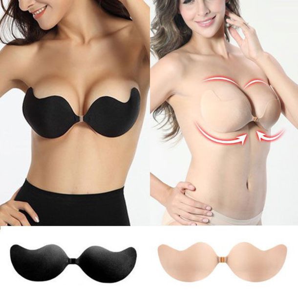 swimwear, strapless bra, backless strapless bra, adhesive bra, self