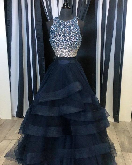 Two Pieces Ball Gown Prom Dress, Handmade | Cocopromdress