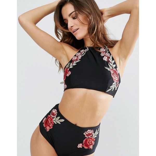 Playful Promises Embroidered Crop Bikini Top ($28) ❤ liked on