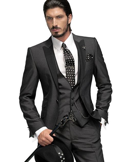 2017 Bridegroom Tuxedo Light Gray Bespoke Suit For Men Wedding Groom