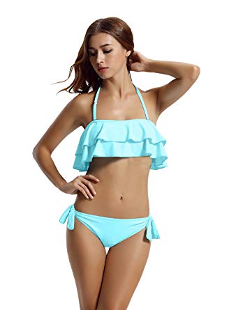 Amazon.com: zeraca Women's Ruffle Bandeau Bikini Sets Bathing Suits