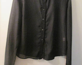 Black chiffon blouse | Etsy