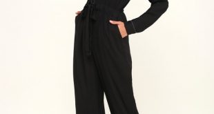Chic Black Jumpsuit - Long Sleeve Jumpsuit - Buttoning Jumpsuit