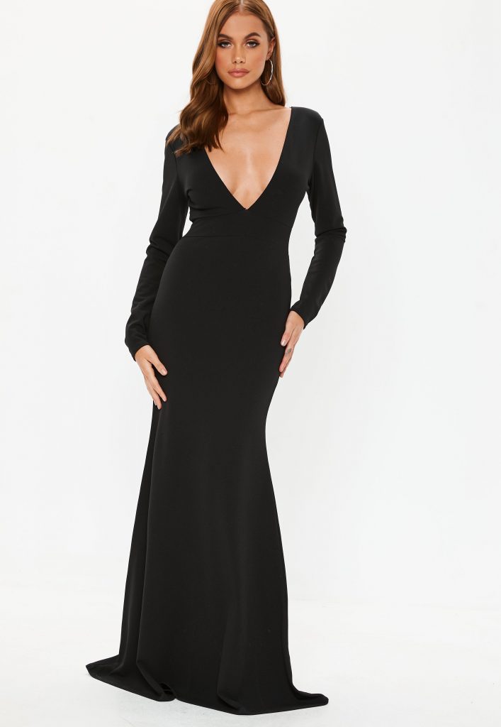 Black long sleeve maxi dress exclusively for women – thefashiontamer.com