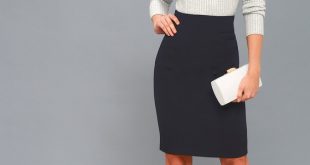 Chic Navy Blue Skirt - Pencil Skirt - Midi Skirt