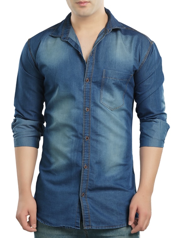 Buy Light Blue Denim Casual Shirt by Copper Line - Online shopping