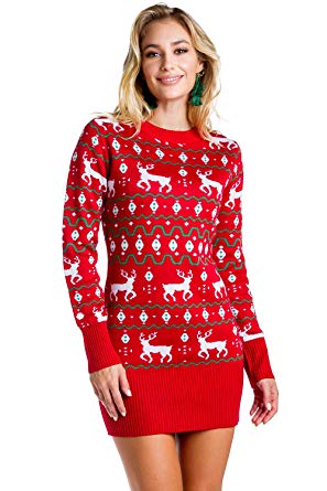 Amazon.com: Women's Red Christmas Sweater Dress - Reindeer Ugly