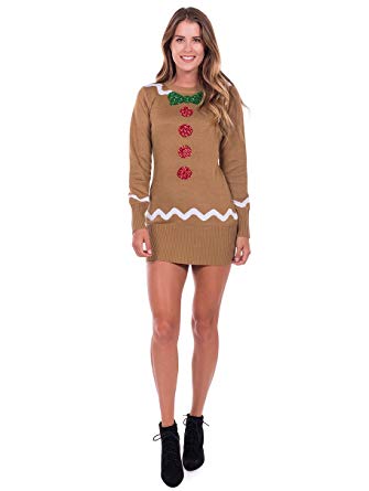 Amazon.com: Tipsy Elves Women's Gingerbread Sweater Dress - Brown
