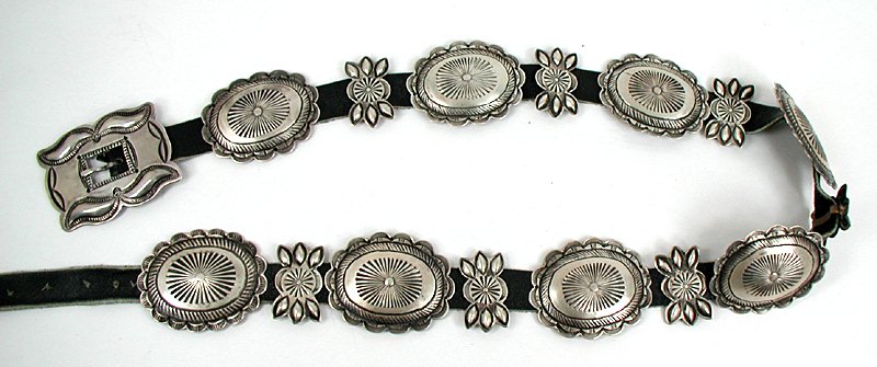 Authentic Native American vintage sterling silver concho belt