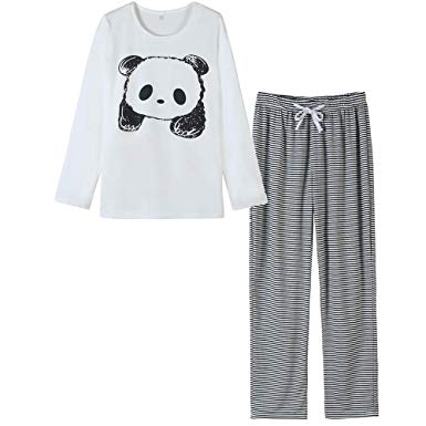 VENTELAN Women Pajamas Cute Sleepwear With Panda Pattern Long