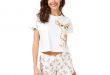 Cute Pajama Sets Cotton Chihuahua Print Crop Top + Shorts 2 Pieces