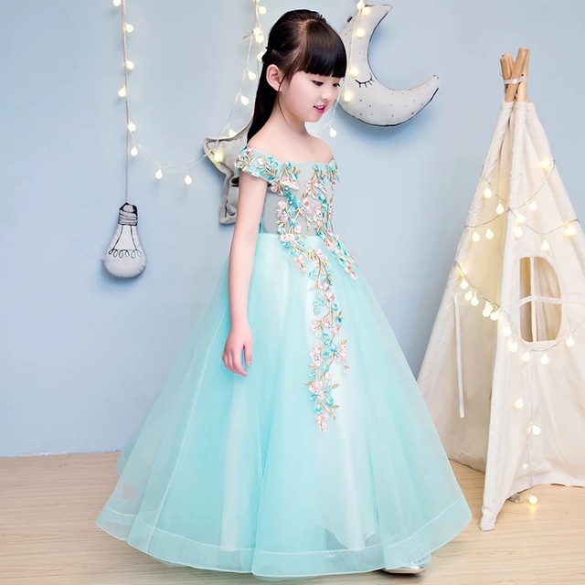 2017 summer girls flowers dress party princess ball gown designer