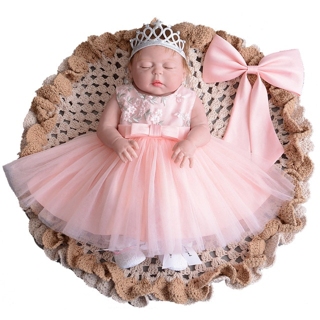 Floral Baby Girl Designer Dresses with Headband Gown Children Party