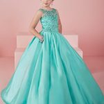 Mint Green Elegant Satin First Communion Dresses For Girl Crystal A