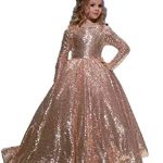 Amazon.com: hengyud Rose Gold Sequins Toddler Pageant Dresses Girls